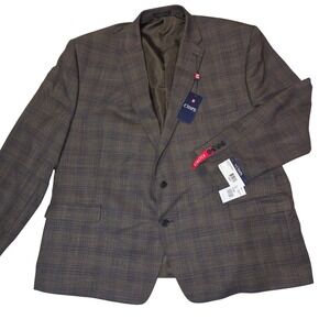 Chaps by Ralph Lauren Mens 56R Brown Blue Plaid Stretch Sport Coat CATH16PX0649